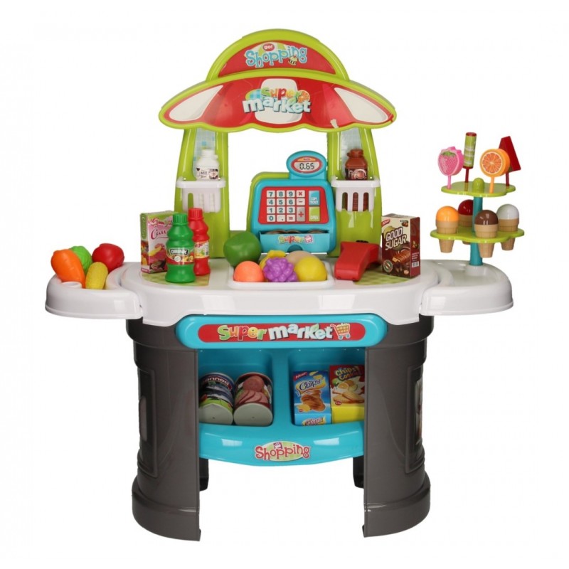 Supermarket pentru copii cu casa de marcat, 61 de piese