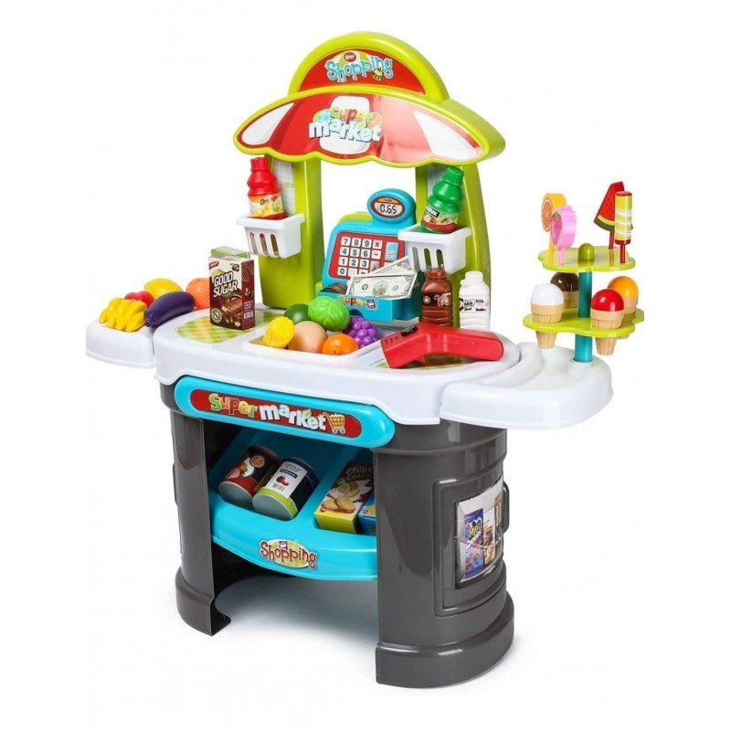 Supermarket pentru copii cu casa de marcat, 61 de piese