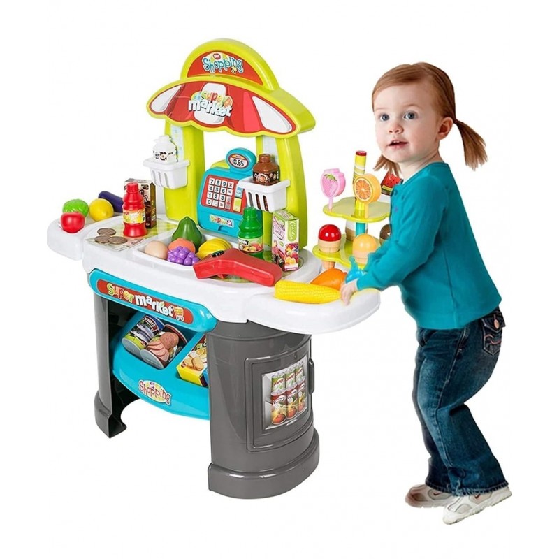 Supermarket pentru copii cu casa de marcat, 61 de piese