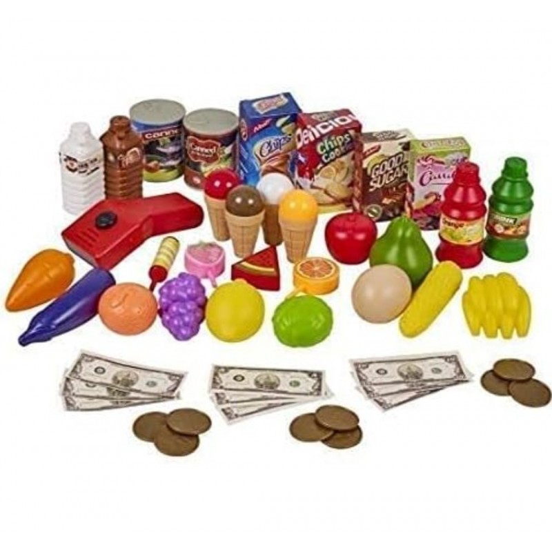 Supermarket pentru copii cu casa de marcat, 61 de piese