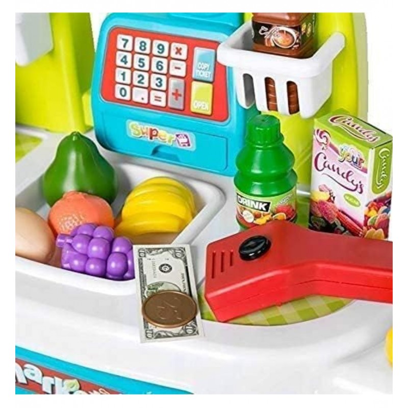 Supermarket pentru copii cu casa de marcat, 61 de piese