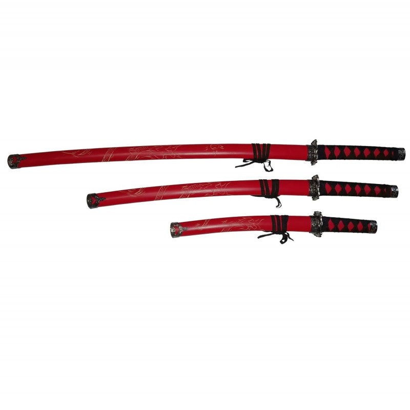 Set săbii katane decorative ROSU