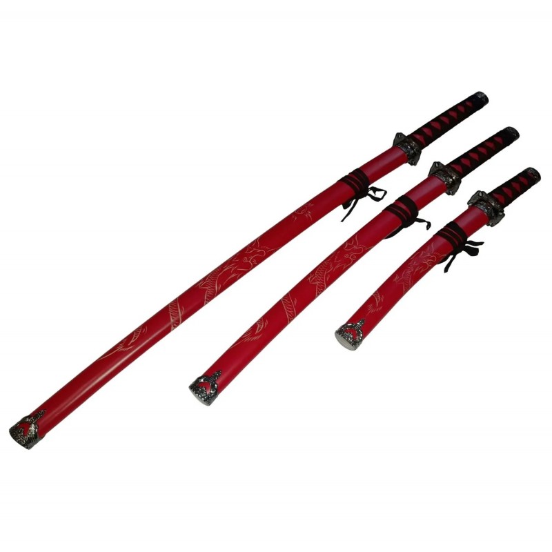Set săbii katane decorative ROSU