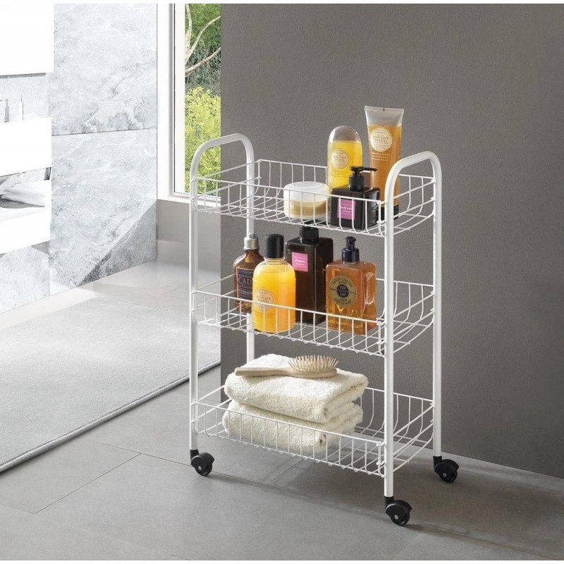 Raft mobil pe roti cu 3 etaje,Alb