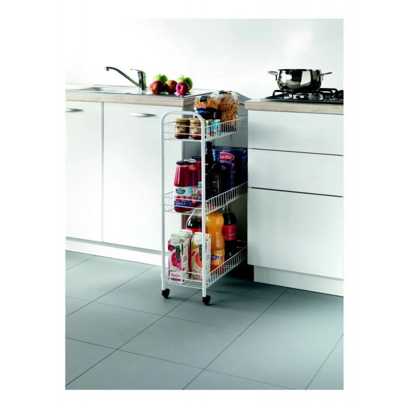 Raft mobil pe roti cu 3 etaje,Alb