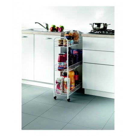 Raft mobil pe roti cu 3 etaje,Alb