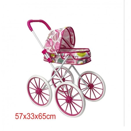 Carut de papusi tip landou cu roti mari,Roz