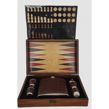 Set joc de sah,dame si table,Plosca si pahare