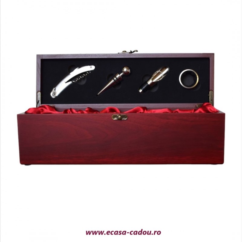 Cutie din lemn pentru vin cu accesorii