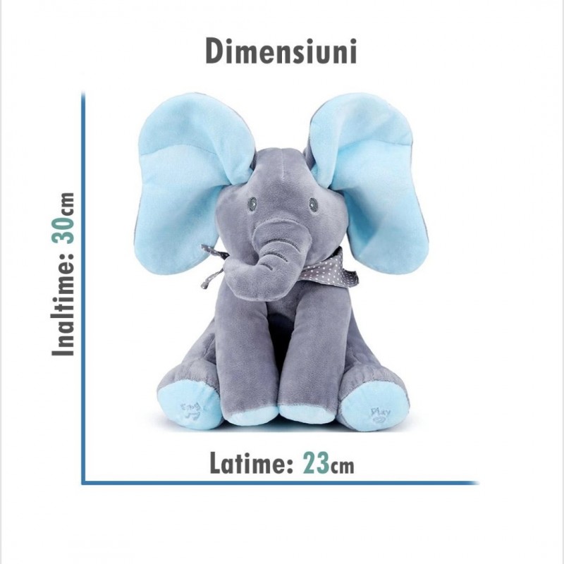 Jucarie Plus Elefantul Cucu Bau,Gri/Albastru