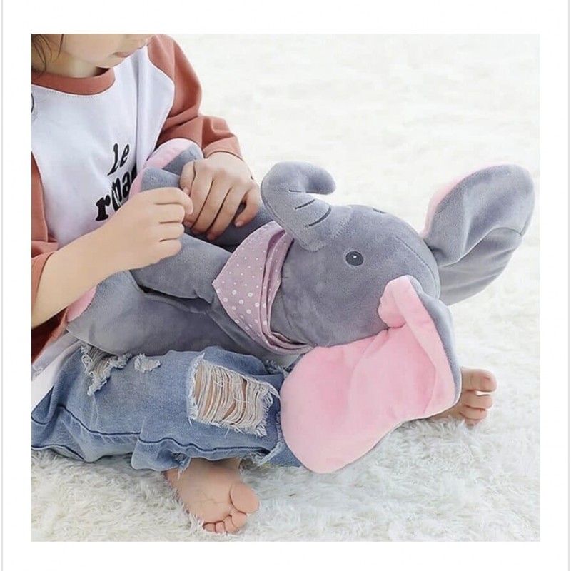 Jucarie Plus Elefantul Cucu Bau,Gri/Roz