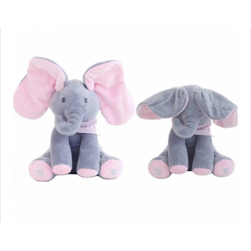 Jucarie Plus Elefantul Cucu Bau,Gri/Roz