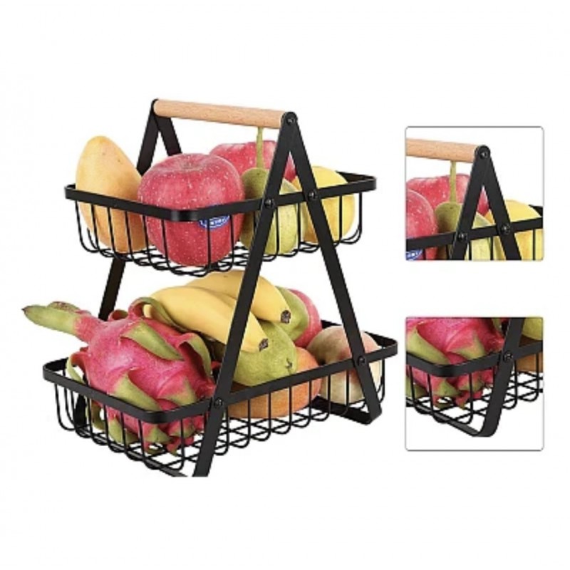 Cos Metalic cu 2 Niveluri pentru Fructe-Legume