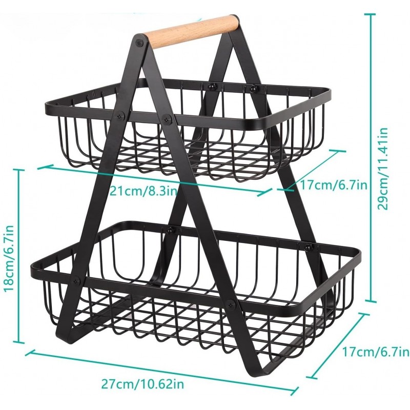 Cos Metalic cu 2 Niveluri pentru Fructe-Legume