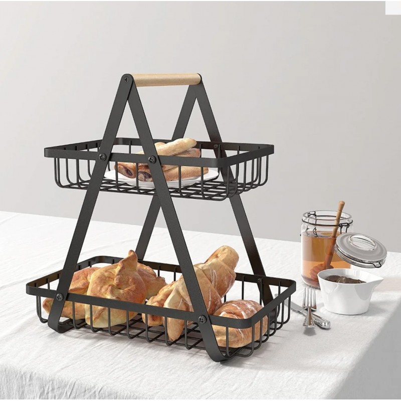 Cos Metalic cu 2 Niveluri pentru Fructe-Legume