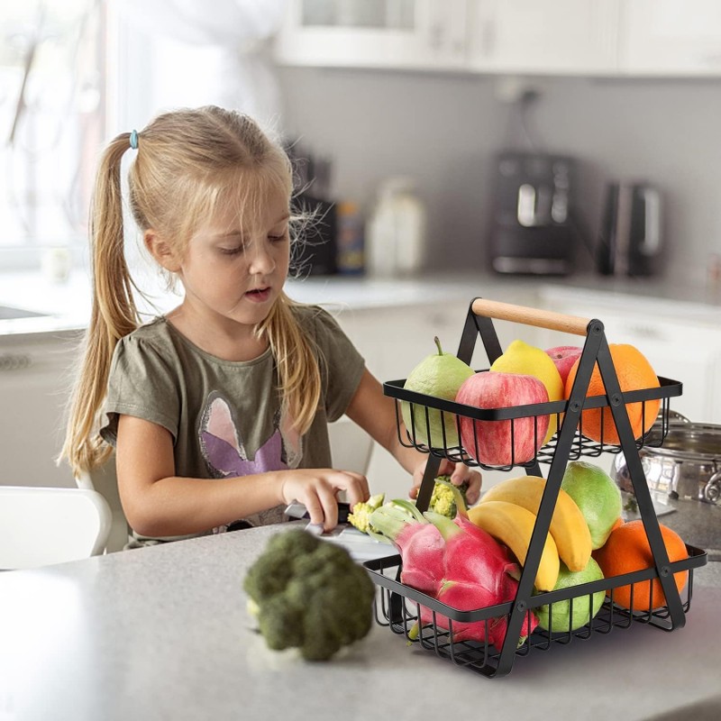 Cos Metalic cu 2 Niveluri pentru Fructe-Legume