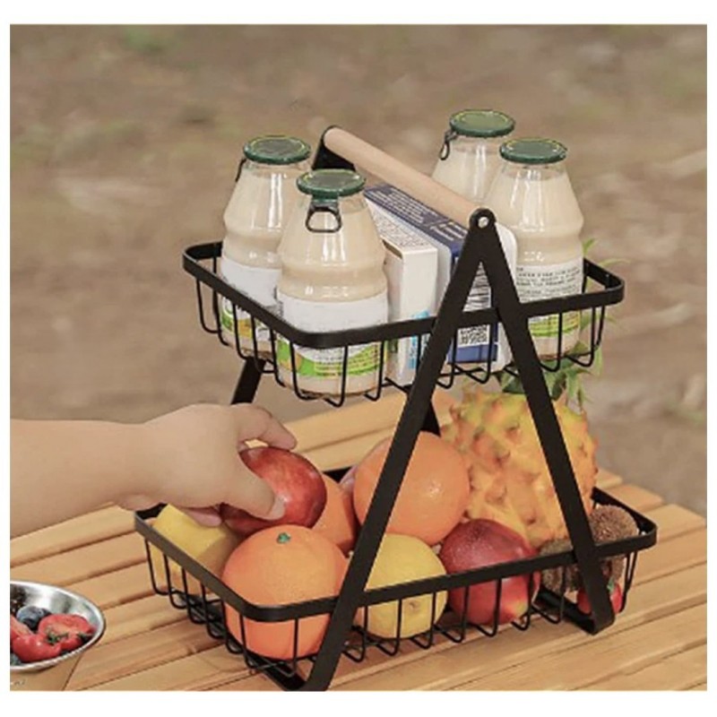 Cos Metalic cu 2 Niveluri pentru Fructe-Legume