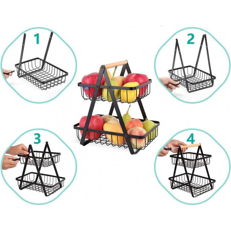 Cos Metalic cu 2 Niveluri pentru Fructe-Legume