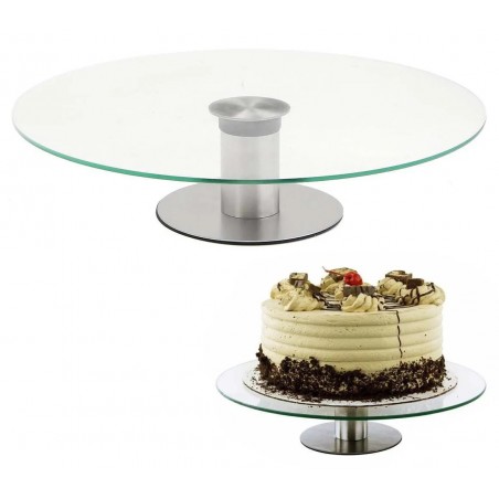 Platou din sticla ,rotativ pentru torturi si prajituri