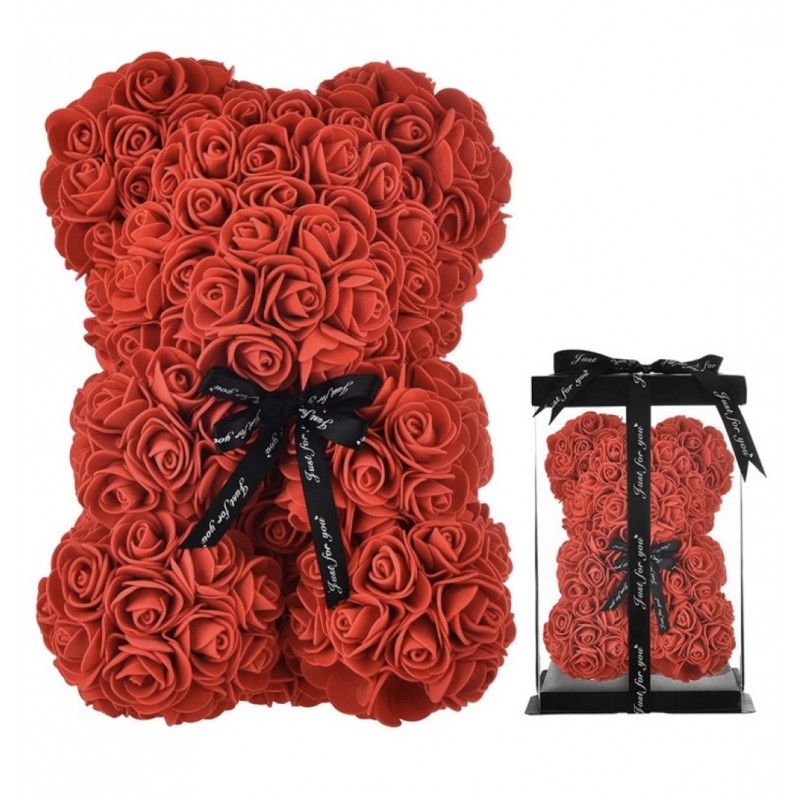 Ursulet Rosu din Trandafiri 35 cm