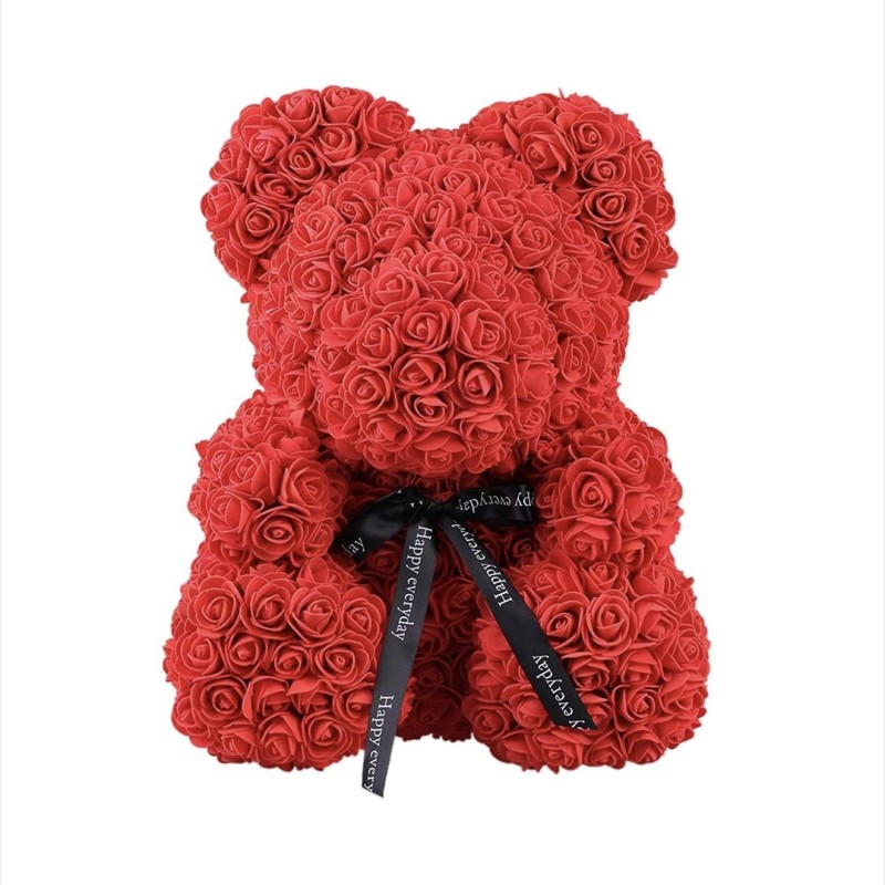 Ursulet din trandafiri artificiali rosii