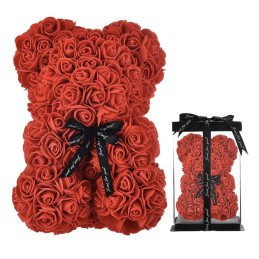 Ursulet din trandafiri artificiali rosii 2