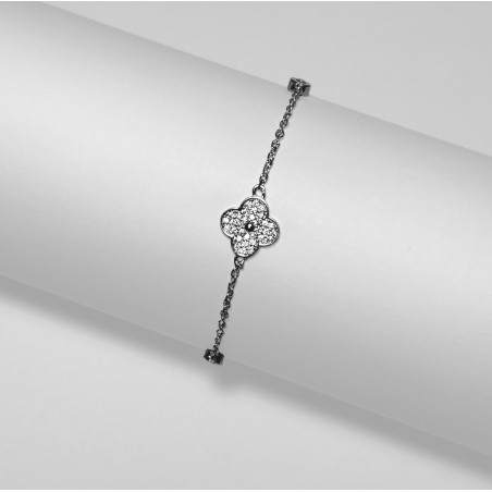 Bratara Argint 925 Pandantiv Trifoi cu pietre