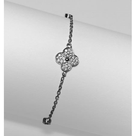 Bratara Argint 925 Pandantiv Trifoi cu pietre