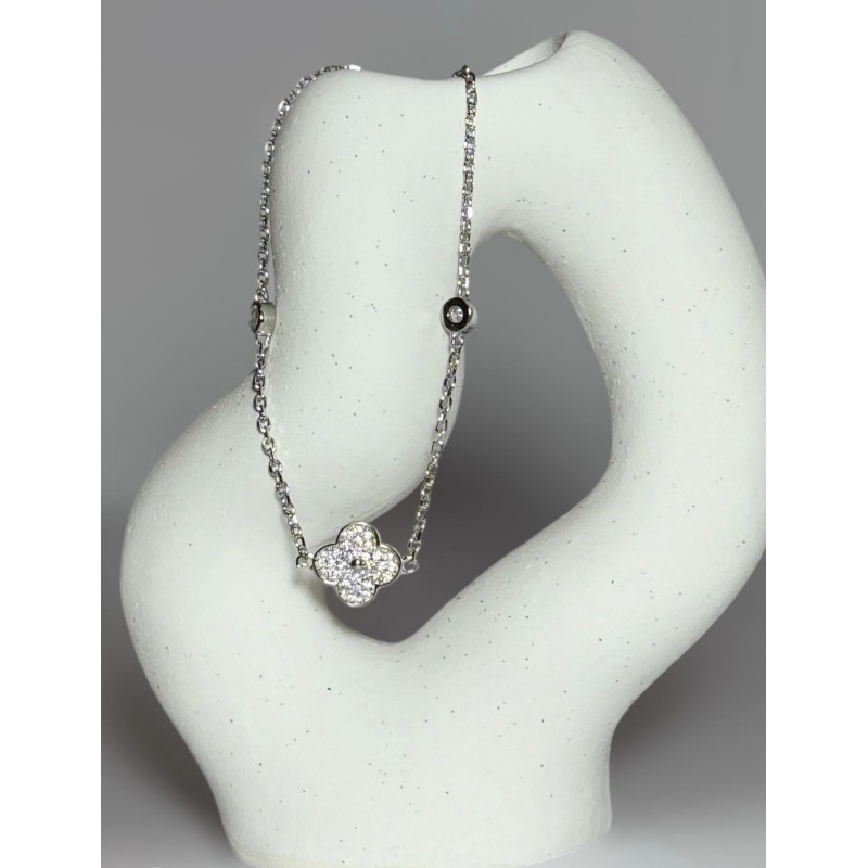 Bratara Argint 925 Pandantiv Trifoi cu pietre