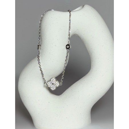 Bratara Argint 925 Pandantiv Trifoi cu pietre