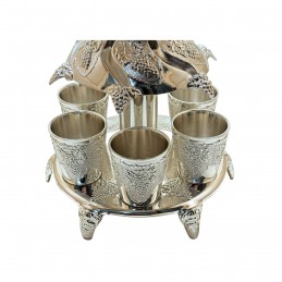 Set fantana cu 6 pahare pentru bauturi argintat 2