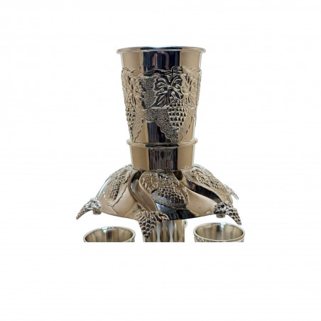 Set fantana cu 6 pahare pentru bauturi argintat