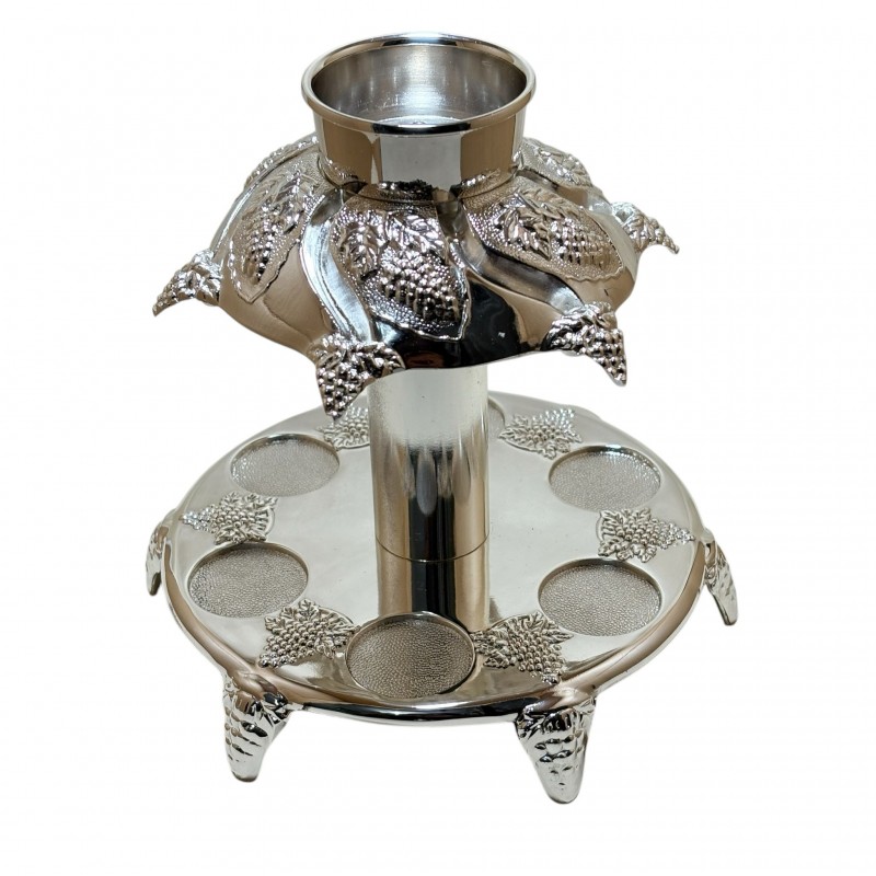 Set fantana cu 6 pahare pentru bauturi argintat