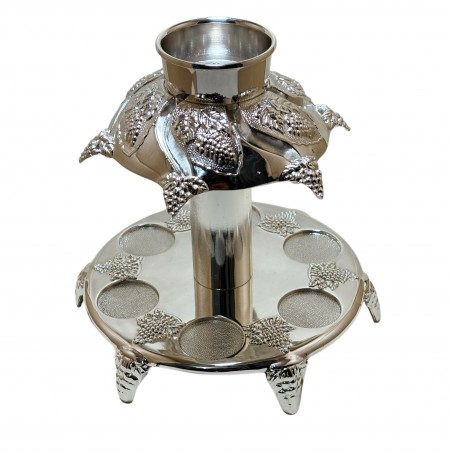 Set fantana cu 6 pahare pentru bauturi argintat