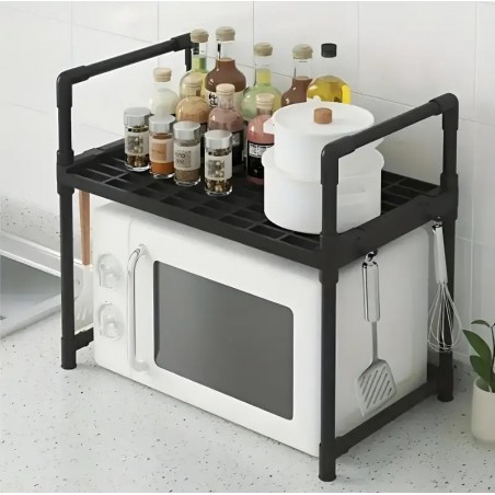 Suport Cuptor Microunde ,Raft Depozitare Negru