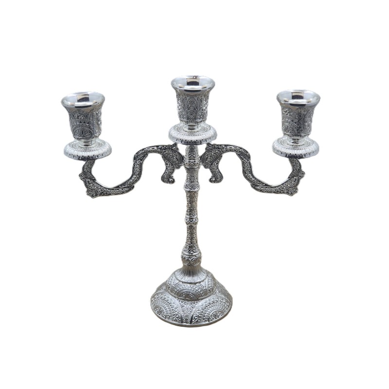 Sfesnic lumanari cu trei brate argintat