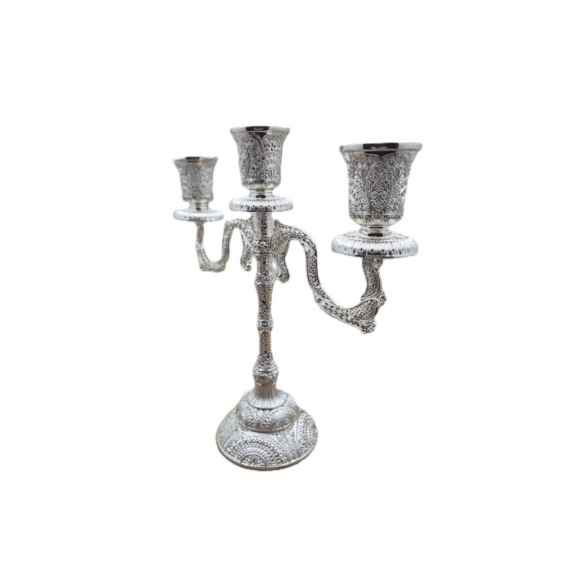 Sfesnic lumanari cu trei brate argintat