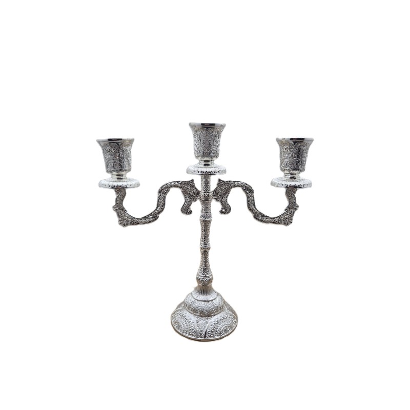 Sfesnic lumanari cu trei brate argintat