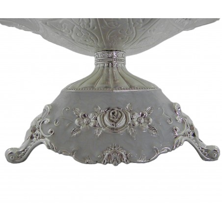 Fructiera platou  cu picior argintata