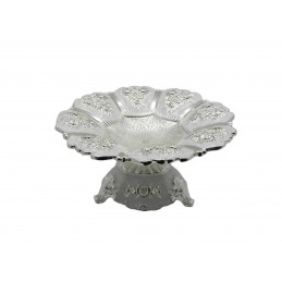 Fructiera platou cu picior,argintata 2