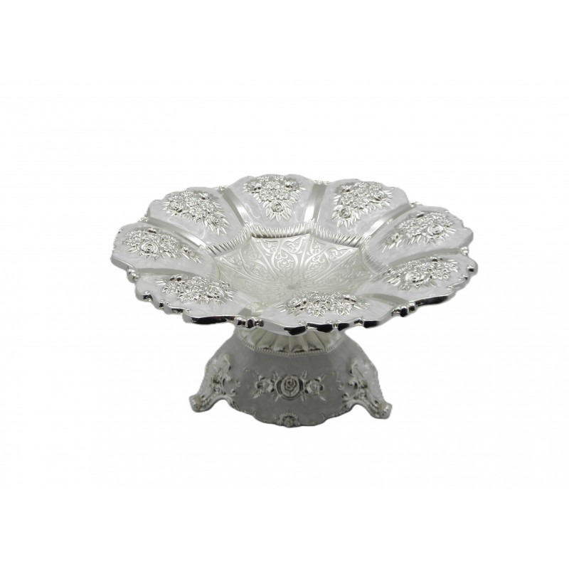 Fructiera platou cu picior,argintata