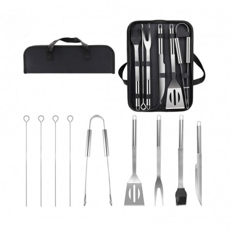 Set ustensile pentru gratar din inox 9 piese
