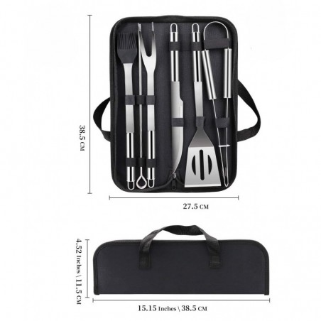 Set ustensile pentru gratar din inox 9 piese