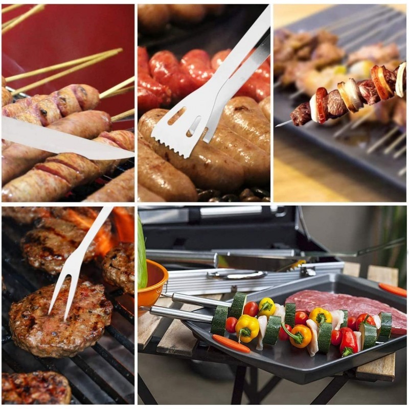 Set ustensile pentru gratar 13 piese din inox