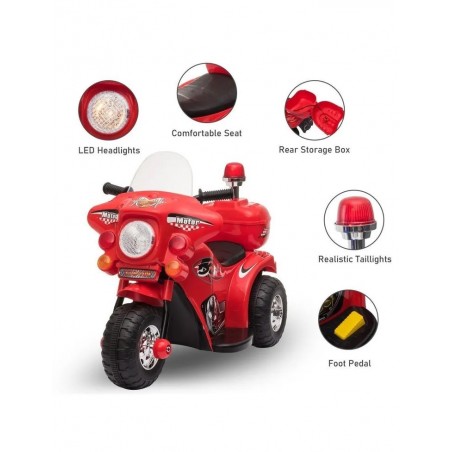 Motocicleta electrica de politie pentru copii, Lumini LED si Sunete