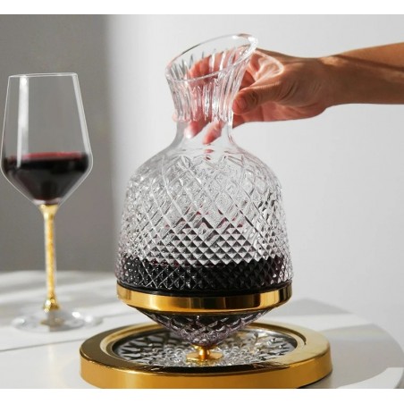 Decantor de Vin Cristal cu Suport Rotativ Magnetic – Cadou de Lux Elegant