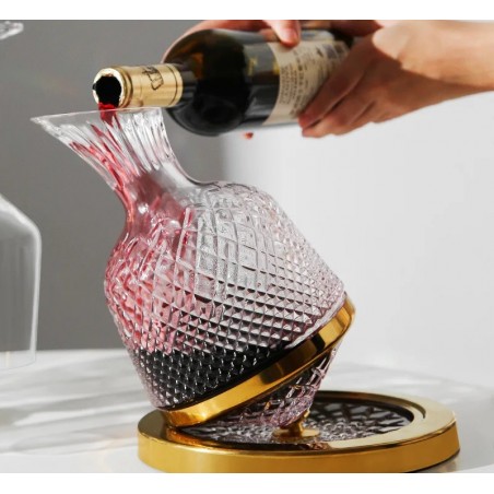 Decantor de Vin Cristal cu Suport Rotativ Magnetic – Cadou de Lux Elegant