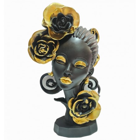 STATUETA DECORATIVA CHIP DE FEMEIE CU FLORI AURII 28 CM