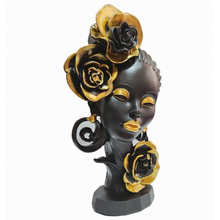 STATUETA DECORATIVA CHIP DE FEMEIE CU FLORI AURII 28 CM
