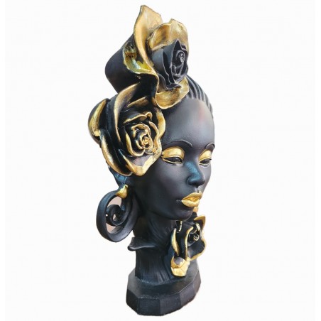 STATUETA DECORATIVA CHIP DE FEMEIE CU FLORI AURII 28 CM